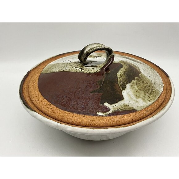 Hand Crafted 2 Piece Pottery Serving Bowl/Casserole Dish Vintage 1974 Collectibl - Picture 6 of 16